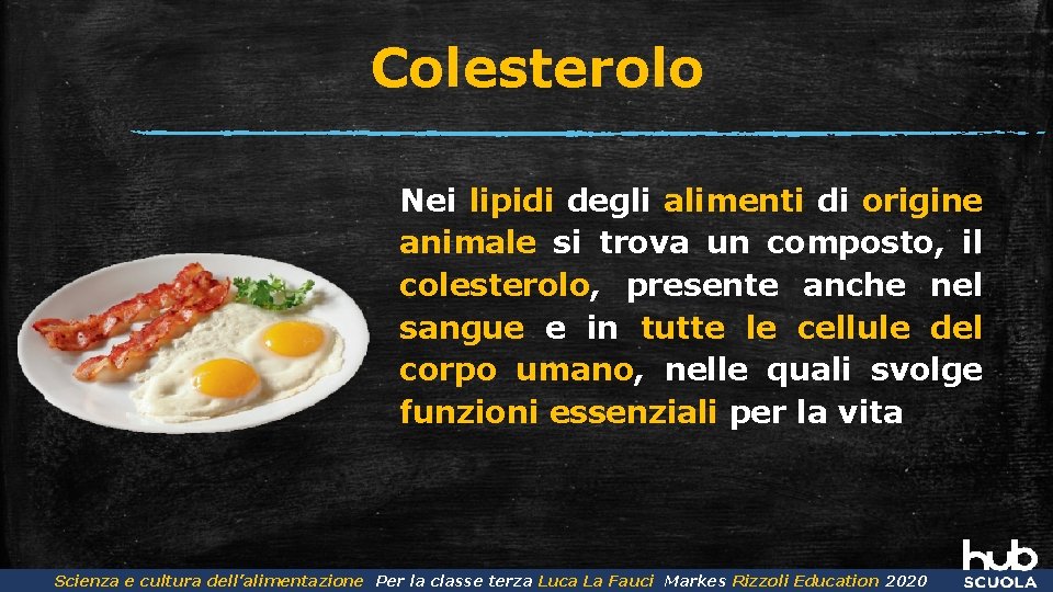 Colesterolo Nei lipidi degli alimenti di origine animale si trova un composto, il colesterolo,
