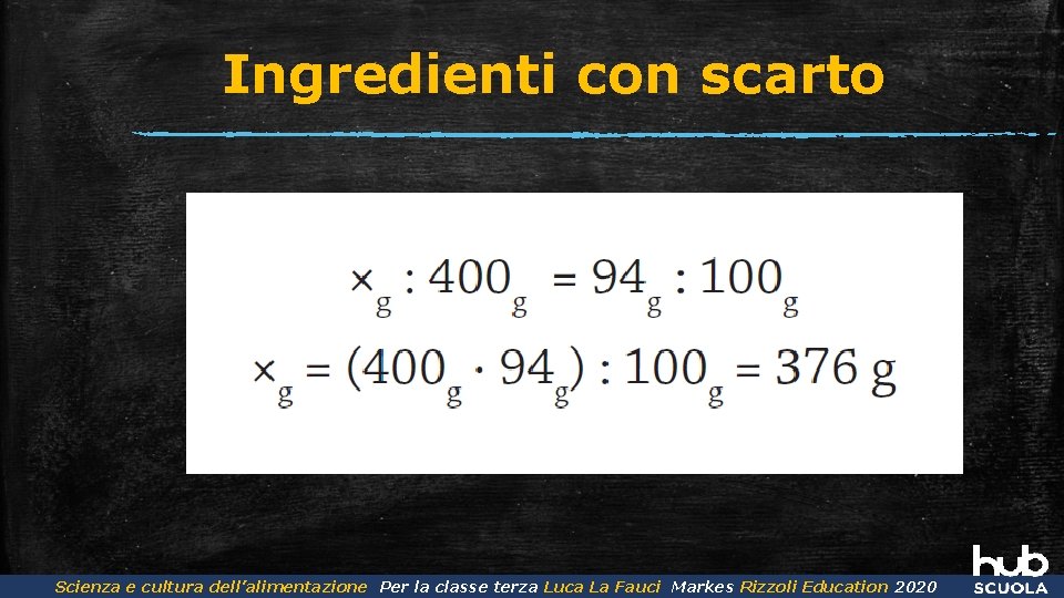 Ingredienti con scarto Scienza dell’Alimentazione Luca La Fauci Scienza e cultura dell’alimentazione Per ela.