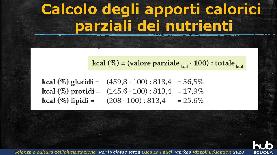 Calcolo degli apporti calorici parziali dei nutrienti Scienza dell’Alimentazione Luca La Fauci Scienza e