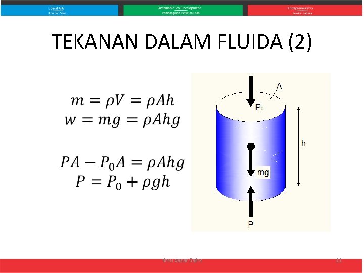 TEKANAN DALAM FLUIDA (2) • Ilmu dasar Sains 11 