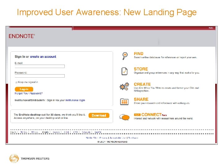 Improved User Awareness: New Landing Page 