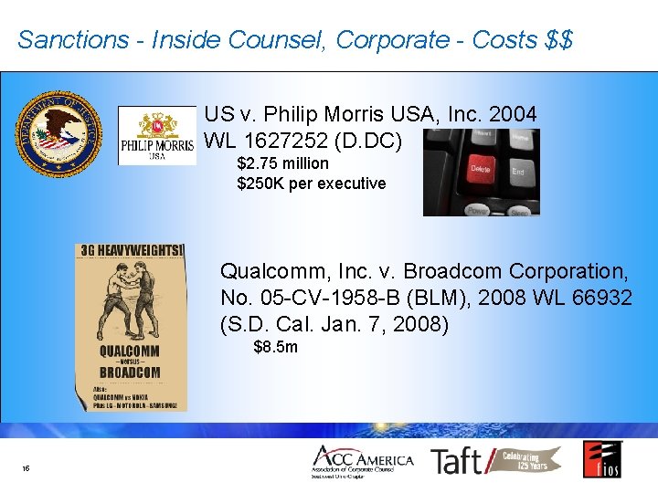 Sanctions - Inside Counsel, Corporate - Costs $$ US v. Philip Morris USA, Inc.