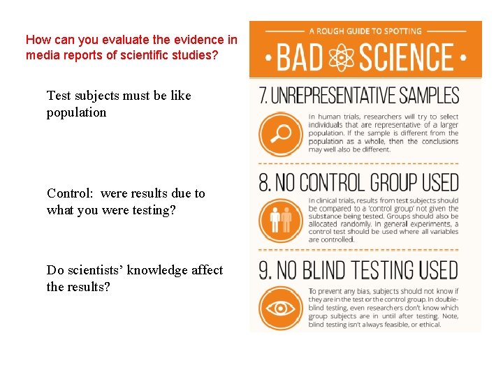 How can you evaluate the evidence in media reports of scientific studies? Test subjects