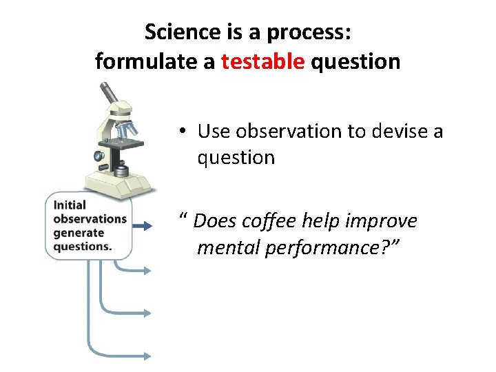 Science is a process: formulate a testable question • Use observation to devise a