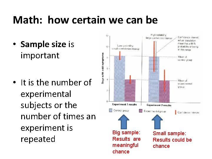 Math: how certain we can be • Sample size is important • It is