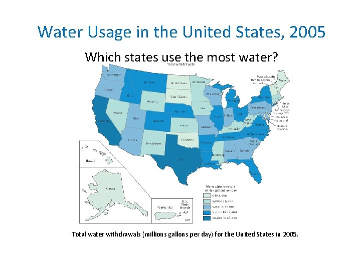 Water Usage in the United States, 2005 Which states use the most water? Total