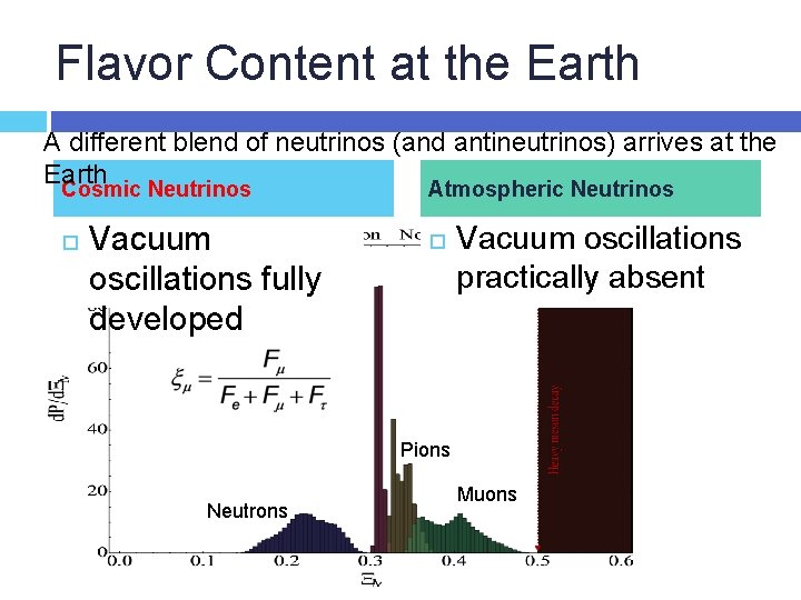 Flavor Content at the Earth A different blend of neutrinos (and antineutrinos) arrives at