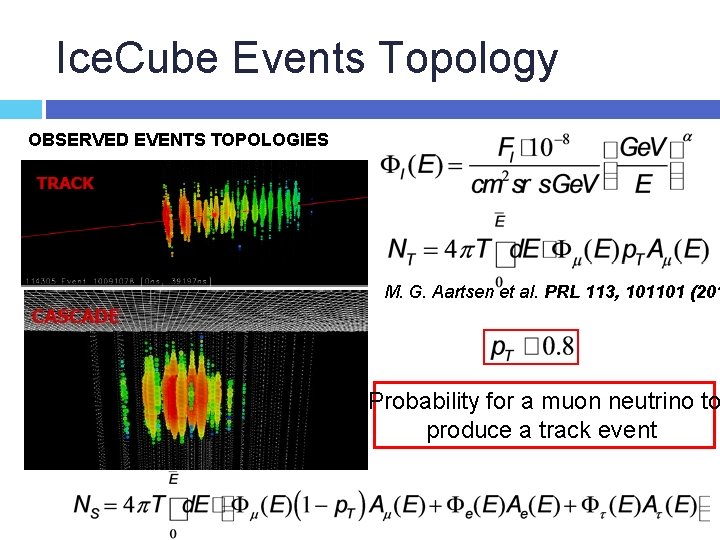 Ice. Cube Events Topology OBSERVED EVENTS TOPOLOGIES M. G. Aartsen et al. PRL 113,