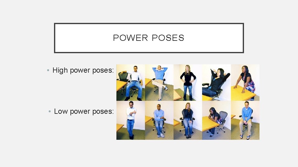 POWER POSES • High power poses: • Low power poses: 