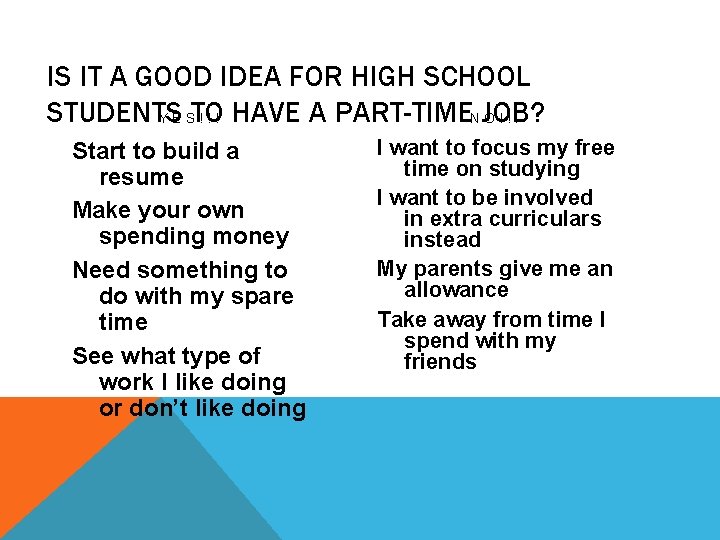 IS IT A GOOD IDEA FOR HIGH SCHOOL STUDENTS Y E STO ! !