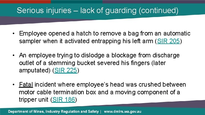 Guarding Removed Injuries Please read this before using presentation This presentation