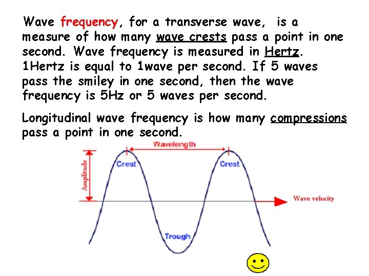 Wave frequency, for a transverse wave, is a measure of how many wave crests