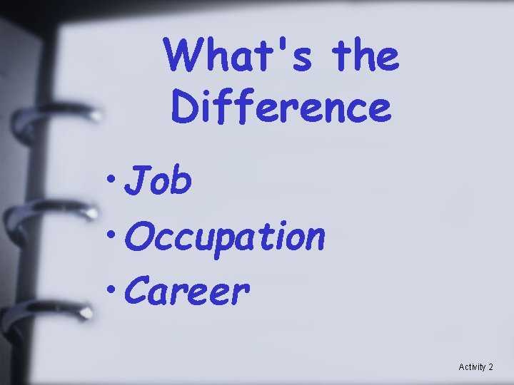 What's the Difference • Job • Occupation • Career Activity 2 