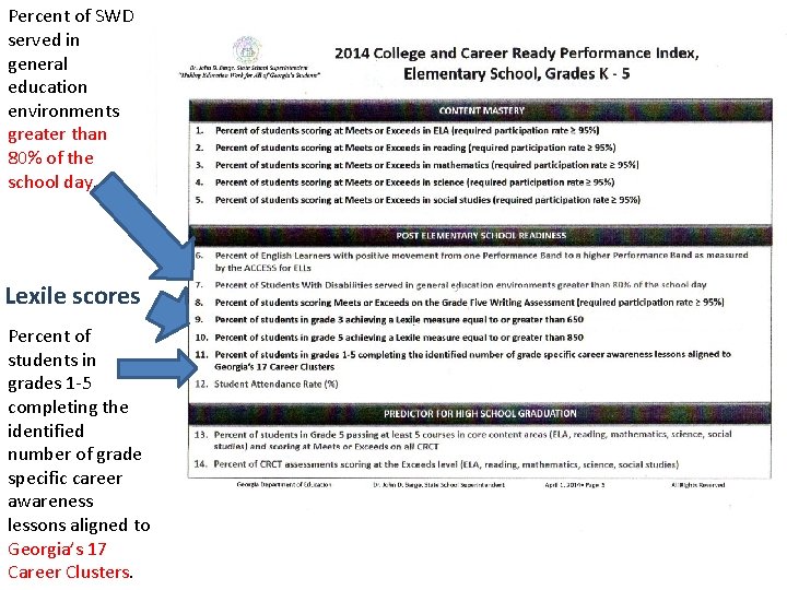 Percent of SWD served in general education environments greater than 80% of the school