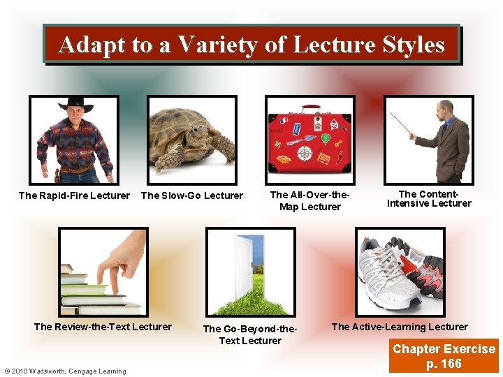 Adapt to a Variety of Lecture Styles The Rapid-Fire Lecturer The Slow-Go Lecturer The