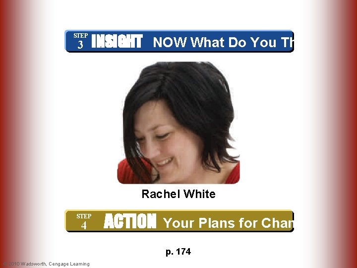 Insight and Action STEP 3 INSIGHT NOW What Do You Think? Rachel White STEP
