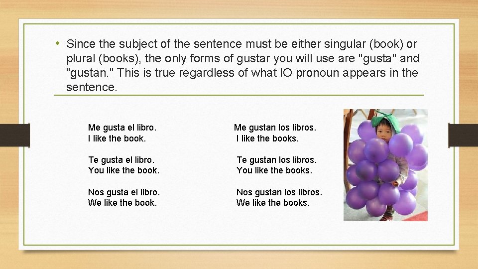  • Since the subject of the sentence must be either singular (book) or