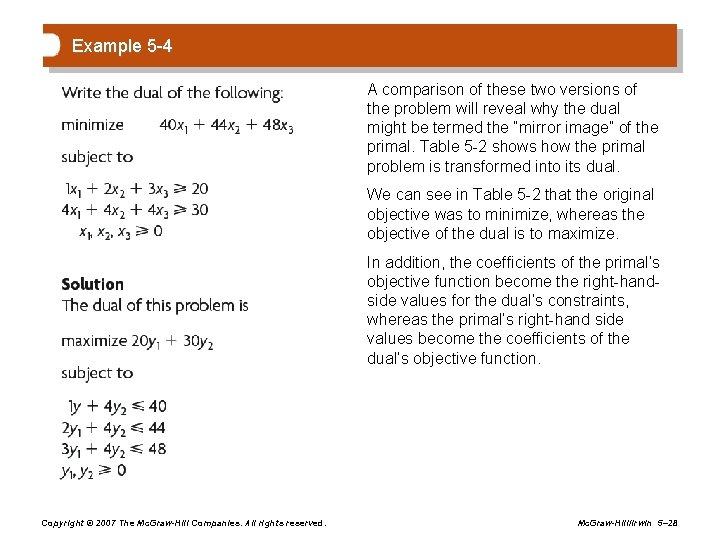 Example 5 -4 A comparison of these two versions of the problem will reveal