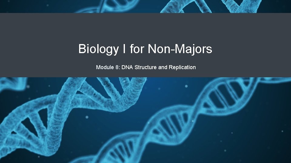 Biology I for Non-Majors Module 8: DNA Structure and Replication 