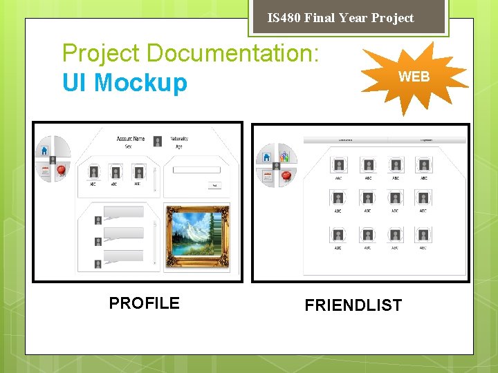 IS 480 Final Year Project Documentation: UI Mockup PROFILE WEB FRIENDLIST 
