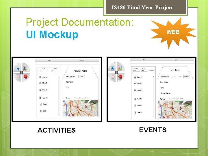 IS 480 Final Year Project Documentation: UI Mockup ACTIVITIES WEB EVENTS 