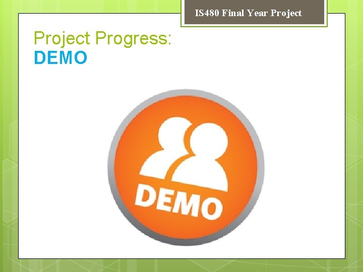 IS 480 Final Year Project Progress: DEMO 