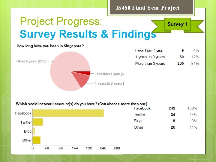 IS 480 Final Year Project Progress: Survey Results & Findings Survey 1 