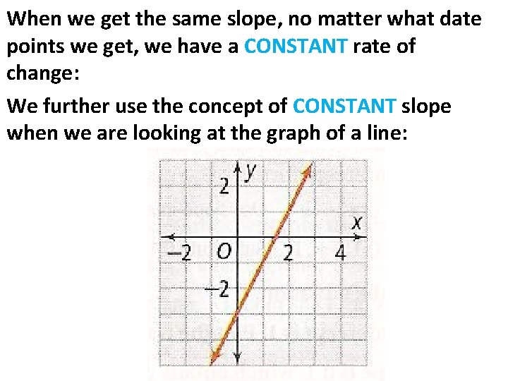 When we get the same slope, no matter what date points we get, we