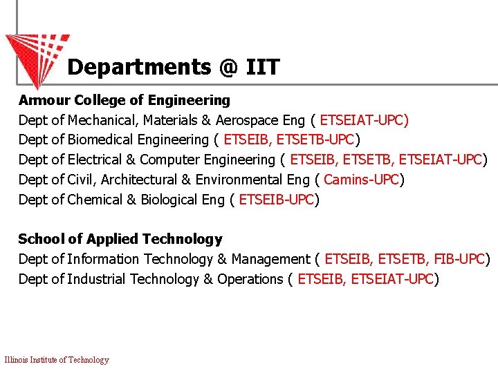 Departments @ IIT Armour College of Engineering Dept of Mechanical, Materials & Aerospace Eng