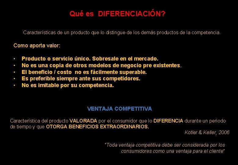 Qué es DIFERENCIACIÓN? Características de un producto que lo distingue de los demás productos