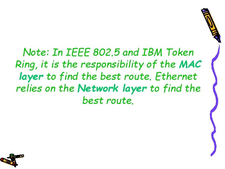 Note: In IEEE 802. 5 and IBM Token Ring, it is the responsibility of