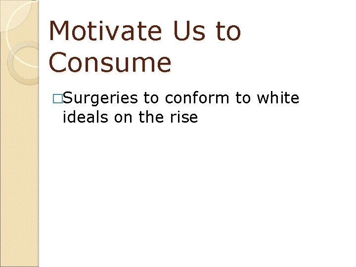 Motivate Us to Consume �Surgeries to conform to white ideals on the rise 
