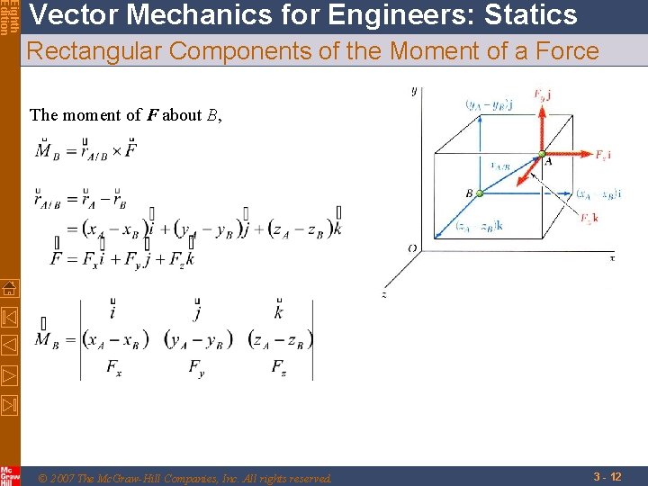 Eighth Edition Vector Mechanics for Engineers: Statics Rectangular Components of the Moment of a