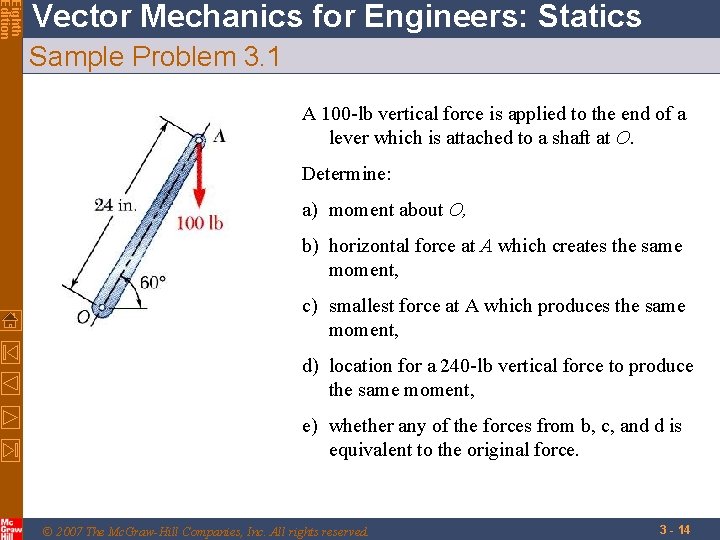 Eighth Edition Vector Mechanics for Engineers: Statics Sample Problem 3. 1 A 100 -lb