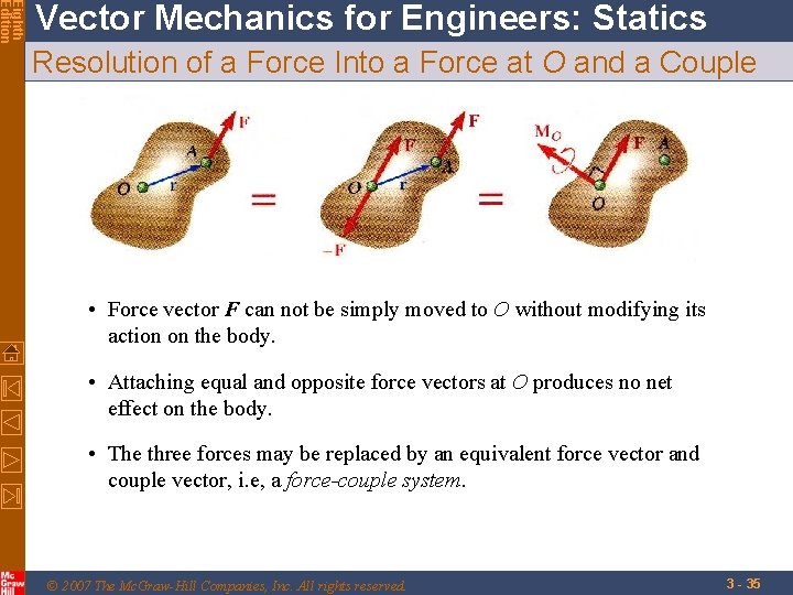 Eighth Edition Vector Mechanics for Engineers: Statics Resolution of a Force Into a Force