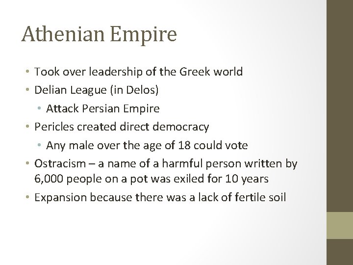 Athenian Empire • Took over leadership of the Greek world • Delian League (in