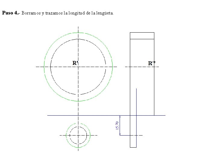 Paso 4. - Borramos y trazamos la longitud de la lengüeta. 