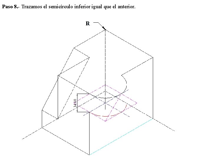 Paso 8. - Trazamos el semicírculo inferior igual que el anterior. 