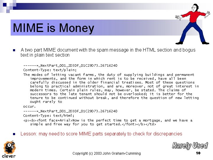 MIME is Money n A two part MIME document with the spam message in