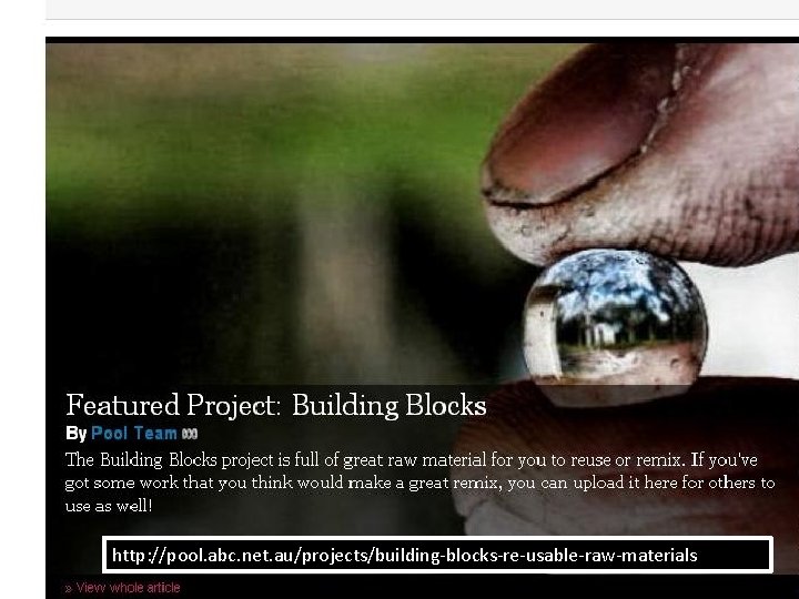 http: //pool. abc. net. au/projects/building-blocks-re-usable-raw-materials 