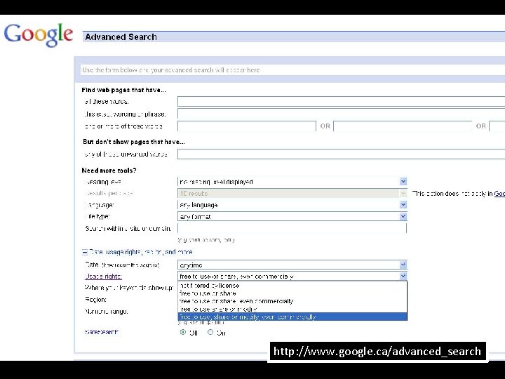 http: //www. google. ca/advanced_search 
