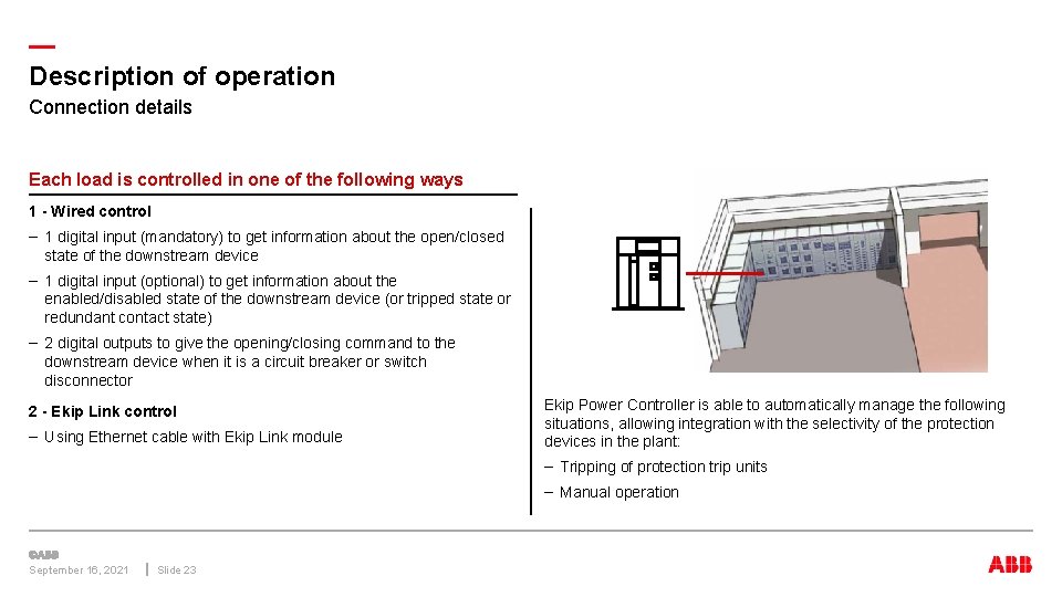 — Description of operation Connection details Each load is controlled in one of the