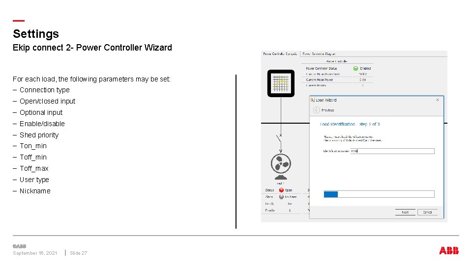 — Settings Ekip connect 2 - Power Controller Wizard For each load, the following
