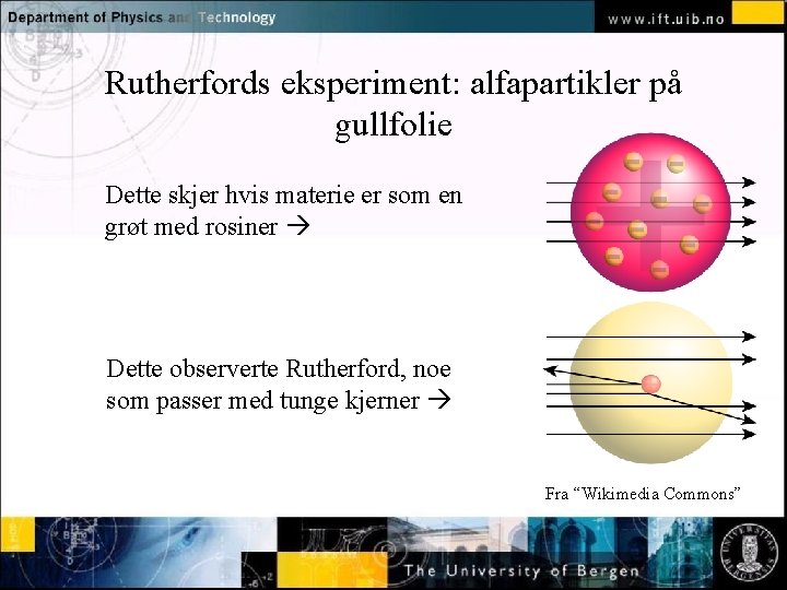 Rutherfords eksperiment: alfapartikler på gullfolie Normal texter som - click Dette skjer hvis materie