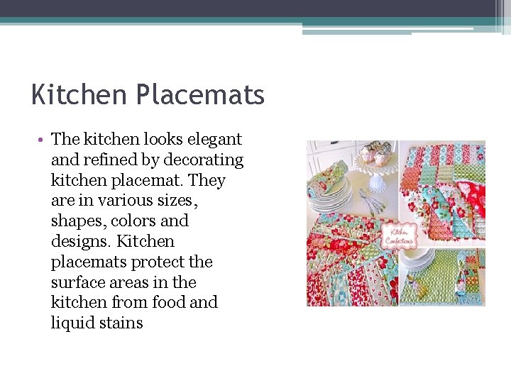 Kitchen Placemats • The kitchen looks elegant and refined by decorating kitchen placemat. They