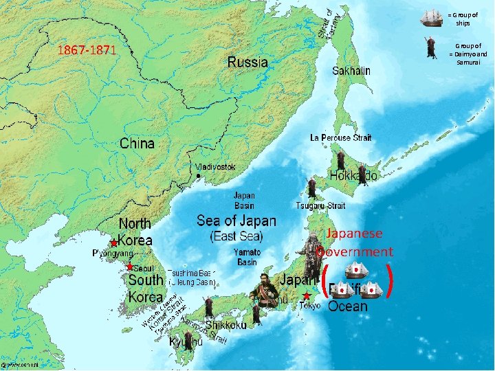 = Group of ships 1867 -1871 Group of = Daimyo and Samurai Japanese Government