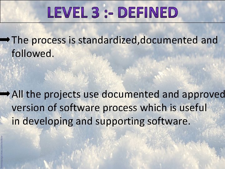 The process is standardized, documented and followed. All the projects use documented and approved