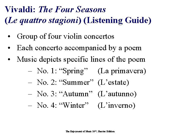 Vivaldi: The Four Seasons (Le quattro stagioni) (Listening Guide) • Group of four violin