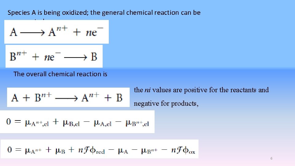 Species A is being oxidized; the general chemical reaction can be represented as The