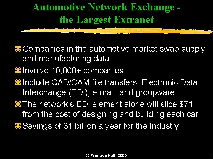 Automotive Network Exchange the Largest Extranet z Companies in the automotive market swap supply